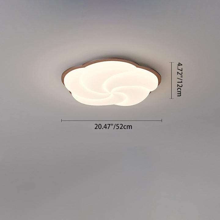 Lustre Plafonnier LED en Bois Massif PE Forme Florale Art Déco Moderne pour Salon 