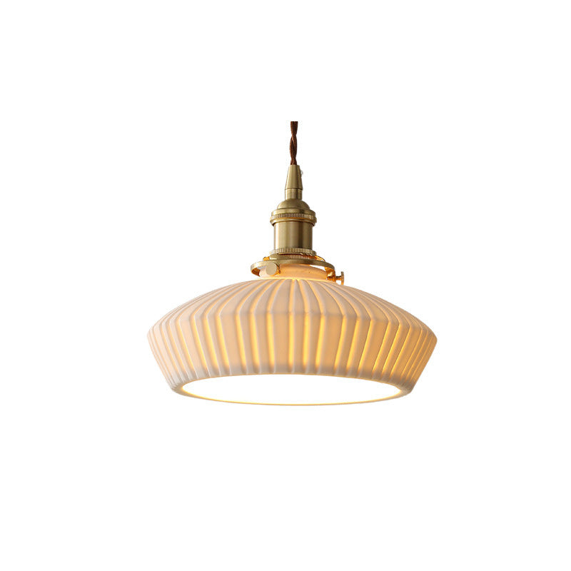 Contemporary Scandinavian Round Cylindrical Bowl Glass Brass 1-Light Pendant Light For Living Room