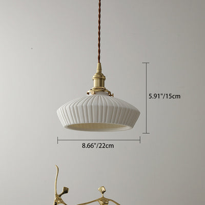 Contemporary Scandinavian Round Cylindrical Bowl Glass Brass 1-Light Pendant Light For Living Room
