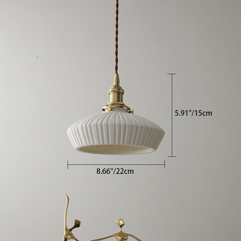 Contemporary Scandinavian Round Cylindrical Bowl Glass Brass 1-Light Pendant Light For Living Room