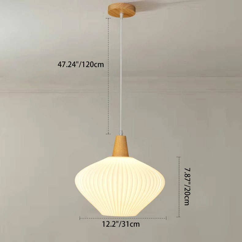 Traditionelle chinesische Laterne Origami Runde umweltfreundliche PLA Holz Metall 1-Licht Pendelleuchte für Wohnzimmer 