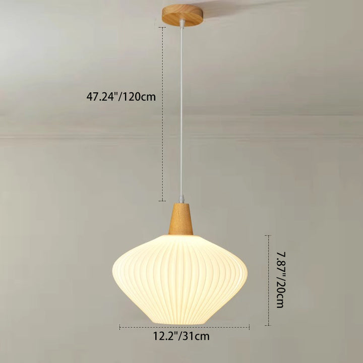 Traditionelle chinesische Laterne Origami Runde umweltfreundliche PLA Holz Metall 1-Licht Pendelleuchte für Wohnzimmer 