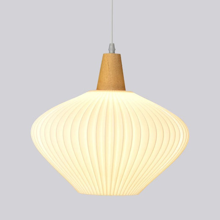 Traditionelle chinesische Laterne Origami Runde umweltfreundliche PLA Holz Metall 1-Licht Pendelleuchte für Wohnzimmer 