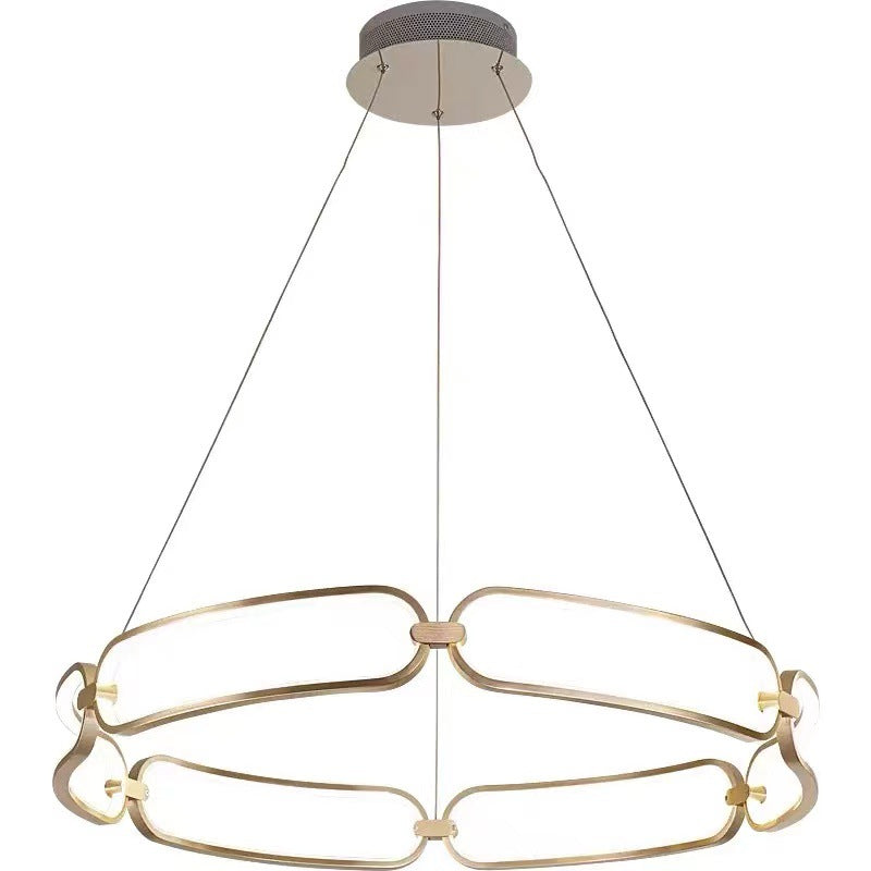 Contemporary Creative Circular Round Long Oval PC Aluminum Iron LED Chandelier For Living Room