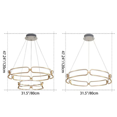 Contemporary Creative Circular Round Long Oval PC Aluminum Iron LED Chandelier For Living Room