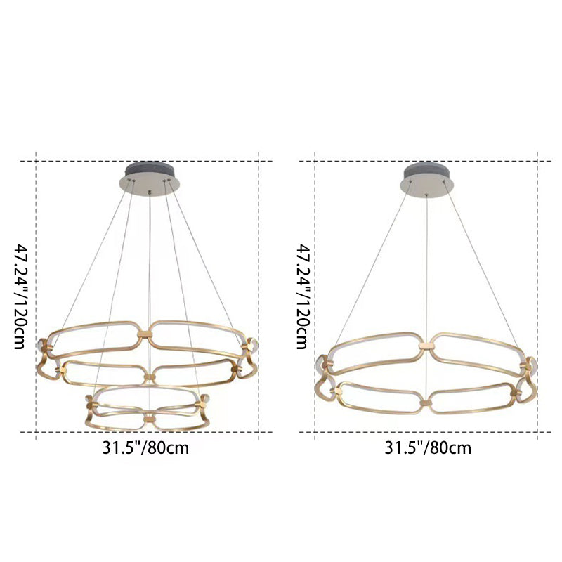 Contemporary Creative Circular Round Long Oval PC Aluminum Iron LED Chandelier For Living Room
