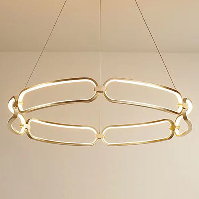 Contemporary Creative Circular Round Long Oval PC Aluminum Iron LED Chandelier For Living Room