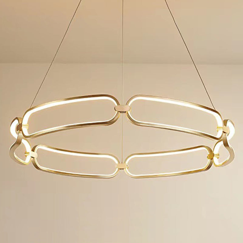 Contemporary Creative Circular Round Long Oval PC Aluminum Iron LED Chandelier For Living Room