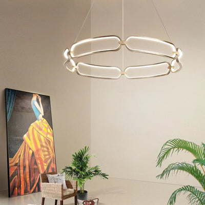 Contemporary Creative Circular Round Long Oval PC Aluminum Iron LED Chandelier For Living Room