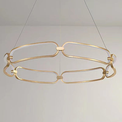 Contemporary Creative Circular Round Long Oval PC Aluminum Iron LED Chandelier For Living Room