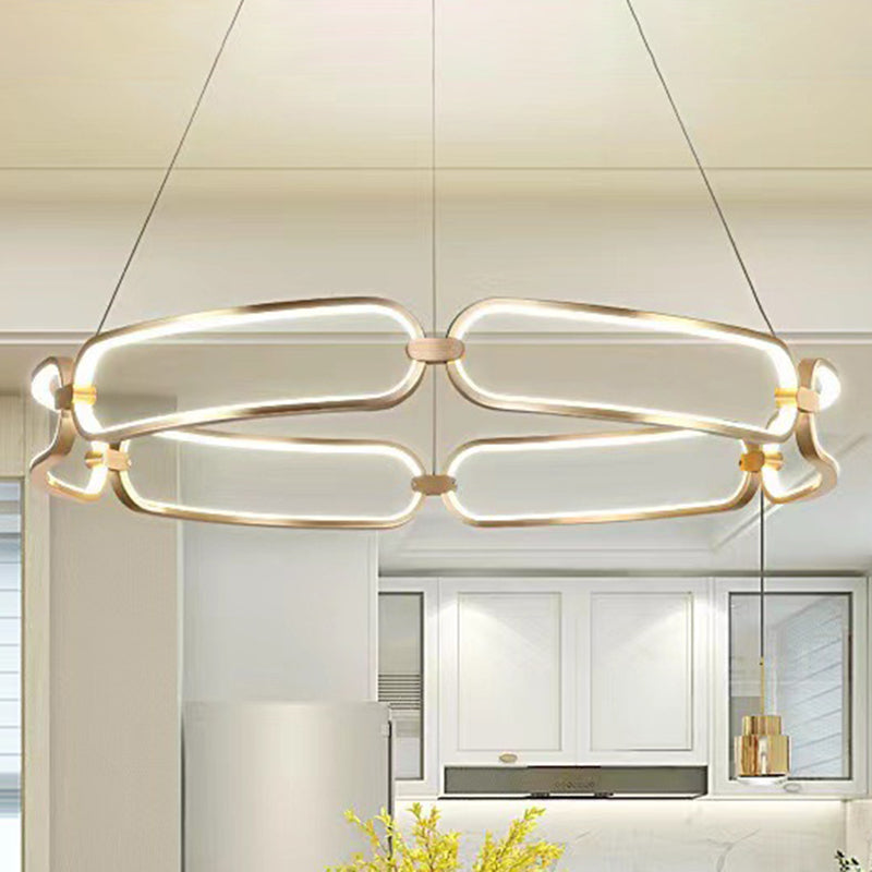 Contemporary Creative Circular Round Long Oval PC Aluminum Iron LED Chandelier For Living Room