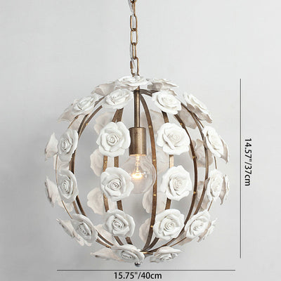 Traditional French Rosette Half Round Ceramic Iron 1/3 Light Chandelier For Living Room