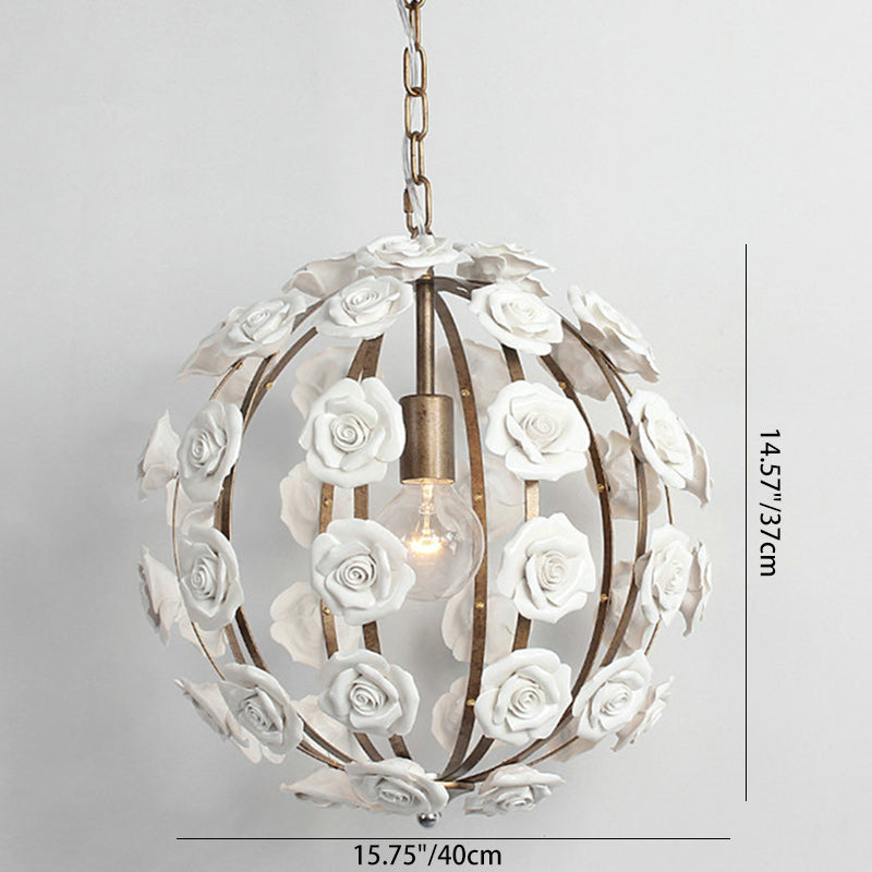 Traditional French Rosette Half Round Ceramic Iron 1/3 Light Chandelier For Living Room