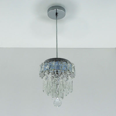 Contemporary Scandinavian Round Orb Crystal Stainless Steel LED Pendant Light For Living Room