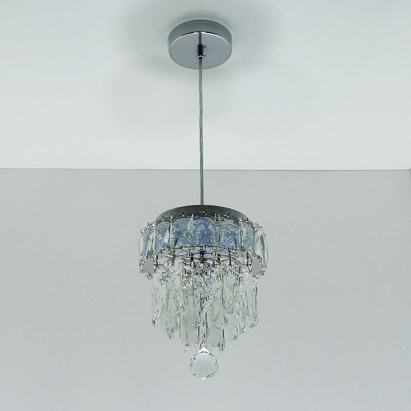 Contemporary Scandinavian Round Orb Crystal Stainless Steel LED Pendant Light For Living Room
