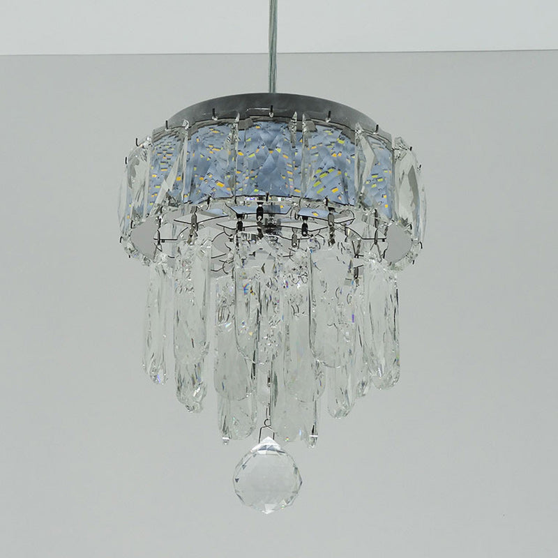 Contemporary Scandinavian Round Orb Crystal Stainless Steel LED Pendant Light For Living Room