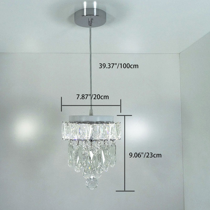 Contemporary Scandinavian Round Orb Crystal Stainless Steel LED Pendant Light For Living Room
