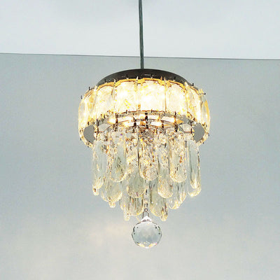 Contemporary Scandinavian Round Orb Crystal Stainless Steel LED Pendant Light For Living Room