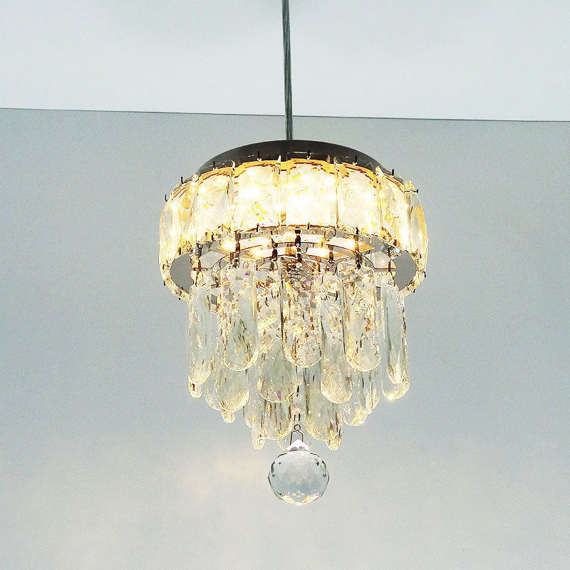 Contemporary Scandinavian Round Orb Crystal Stainless Steel LED Pendant Light For Living Room