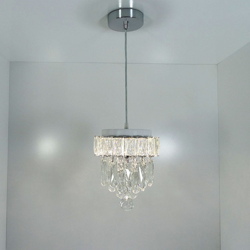 Contemporary Scandinavian Round Orb Crystal Stainless Steel LED Pendant Light For Living Room