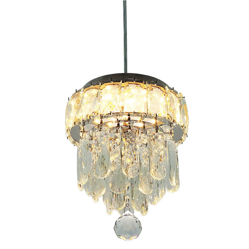 Contemporary Scandinavian Round Orb Crystal Stainless Steel LED Pendant Light For Living Room