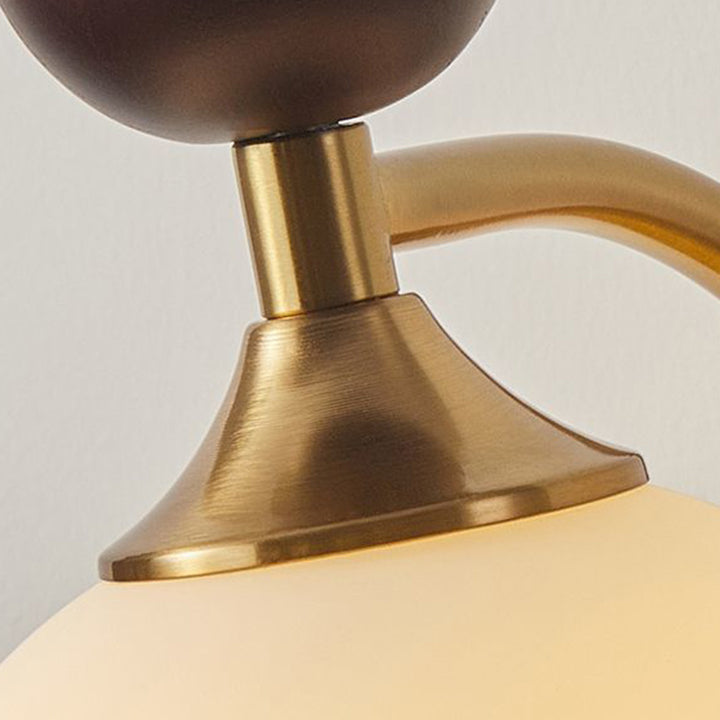 Traditionelle Vintage Runde Kugel Halbrunde Glas Eschenholz Hardware 1-Licht Wandleuchte Für Wohnzimmer 