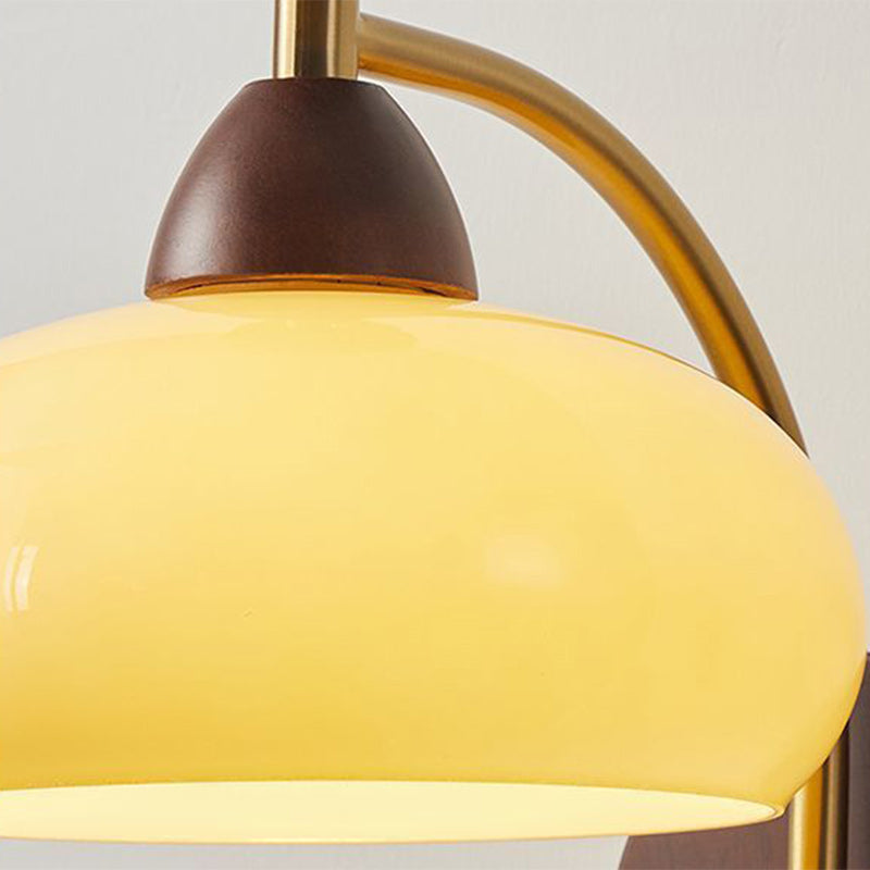 Traditionelle Vintage Runde Kugel Halbrunde Glas Eschenholz Hardware 1-Licht Wandleuchte Für Wohnzimmer 