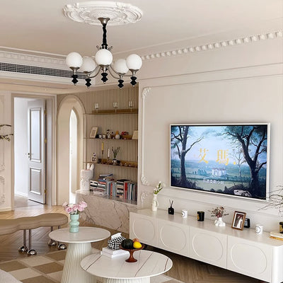Traditional French Branch Globe Round Glass Ash Metal 3/5/6/8 Lights Chandelier For Living Room