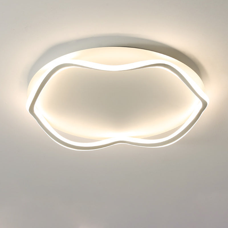 Modern Minimalist Wave Round Silicone Iron Aluminum LED Flush Mount Ceiling Light For Living Room