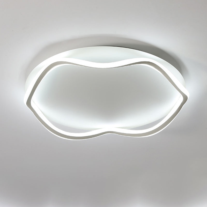 Modern Minimalist Wave Round Silicone Iron Aluminum LED Flush Mount Ceiling Light For Living Room