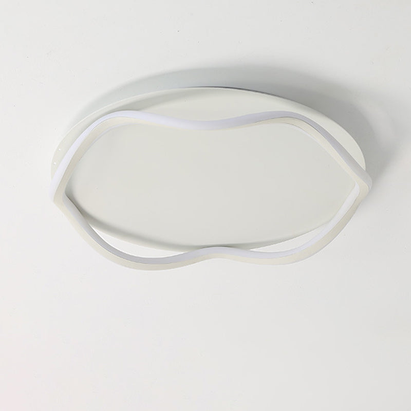Modern Minimalist Wave Round Silicone Iron Aluminum LED Flush Mount Ceiling Light For Living Room