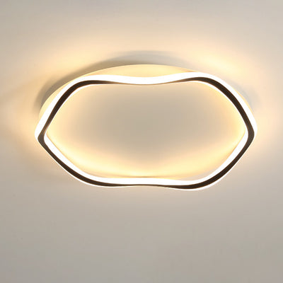 Modern Minimalist Wave Round Silicone Iron Aluminum LED Flush Mount Ceiling Light For Living Room