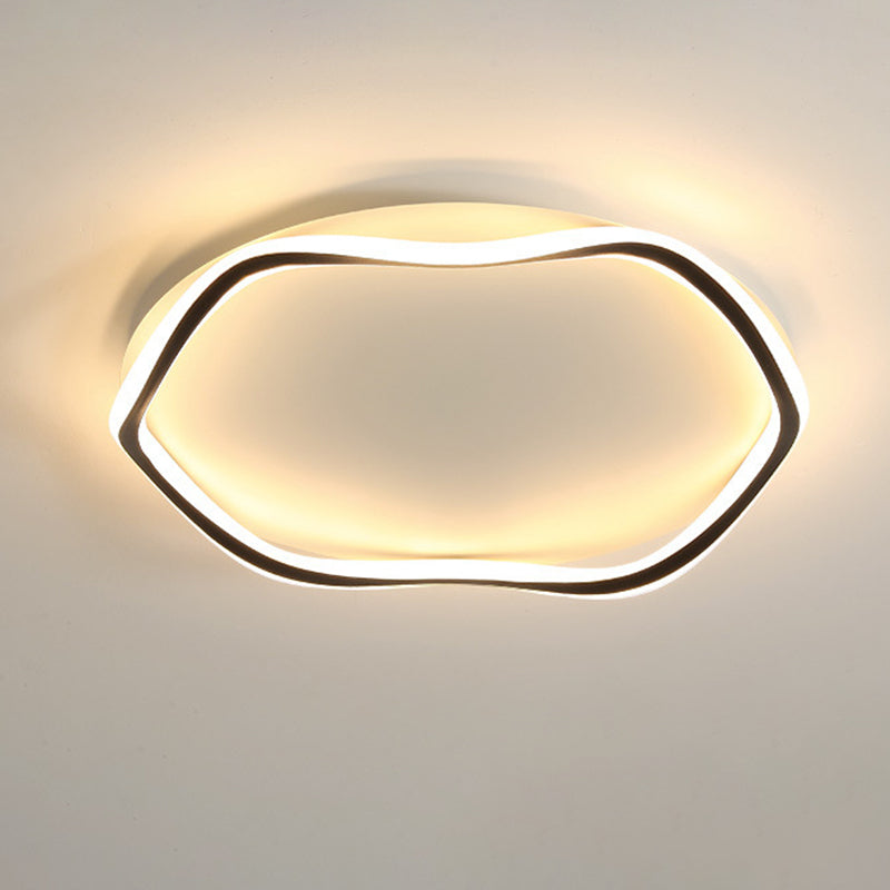 Modern Minimalist Wave Round Silicone Iron Aluminum LED Flush Mount Ceiling Light For Living Room