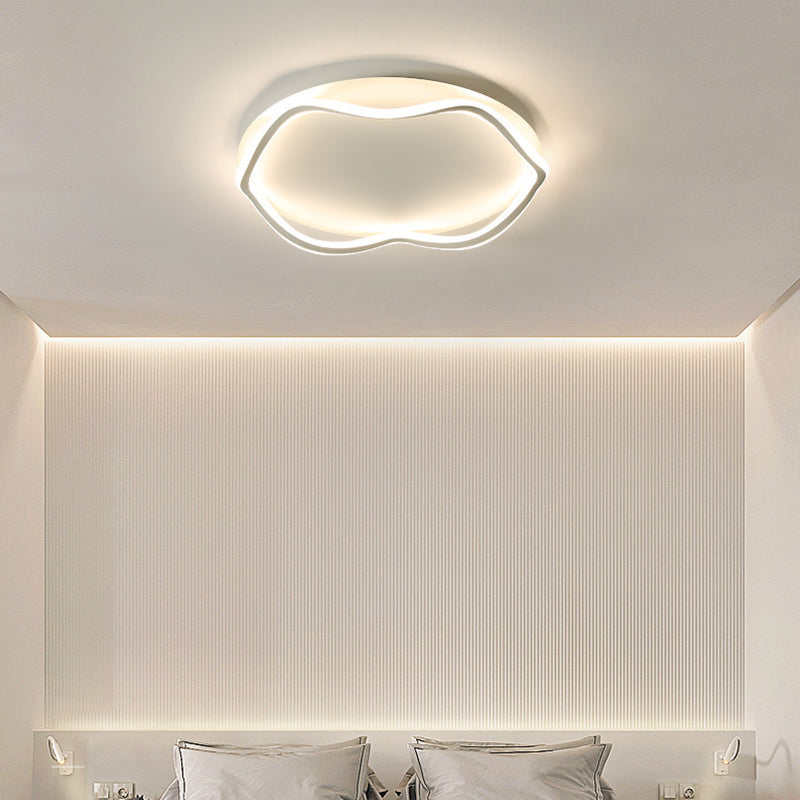 Modern Minimalist Wave Round Silicone Iron Aluminum LED Flush Mount Ceiling Light For Living Room