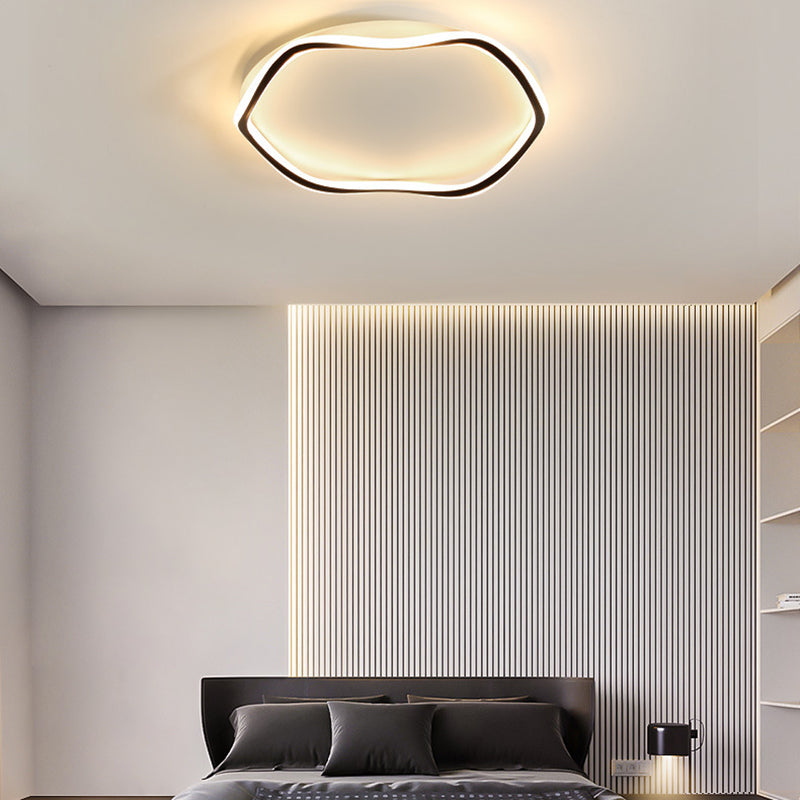 Modern Minimalist Wave Round Silicone Iron Aluminum LED Flush Mount Ceiling Light For Living Room