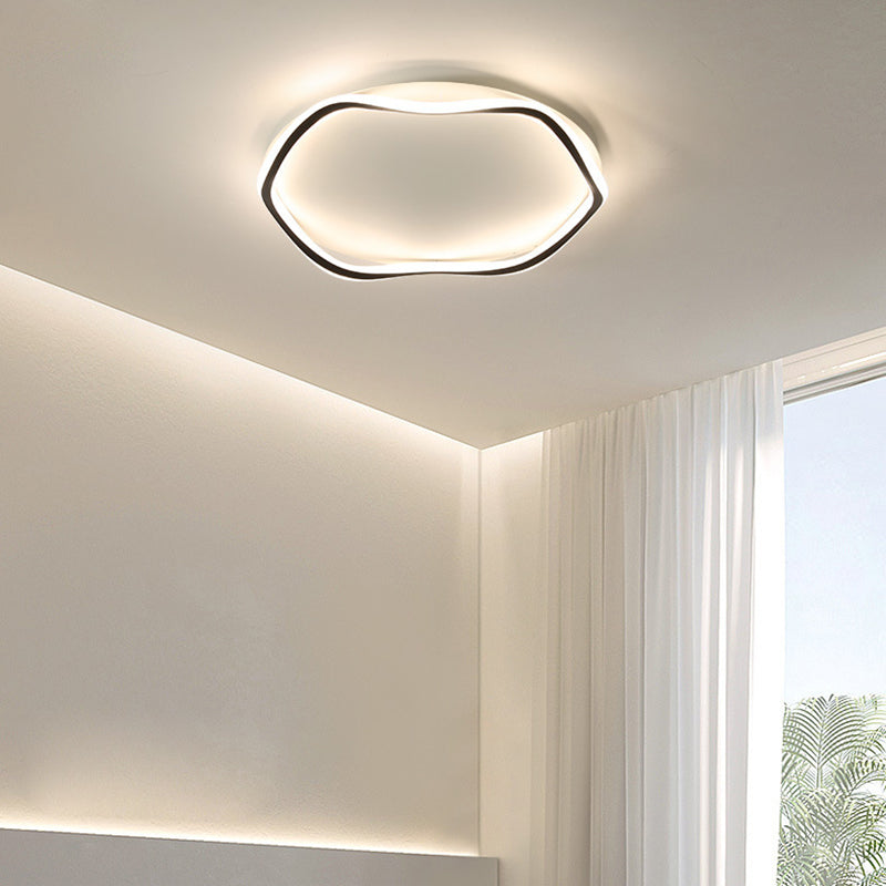 Modern Minimalist Wave Round Silicone Iron Aluminum LED Flush Mount Ceiling Light For Living Room