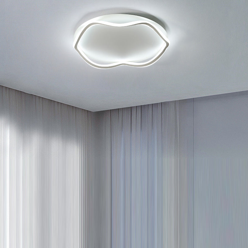Modern Minimalist Wave Round Silicone Iron Aluminum LED Flush Mount Ceiling Light For Living Room