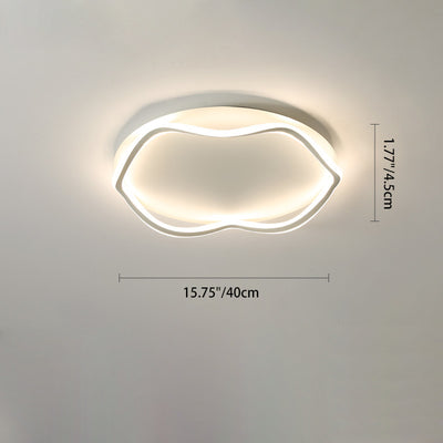 Modern Minimalist Wave Round Silicone Iron Aluminum LED Flush Mount Ceiling Light For Living Room