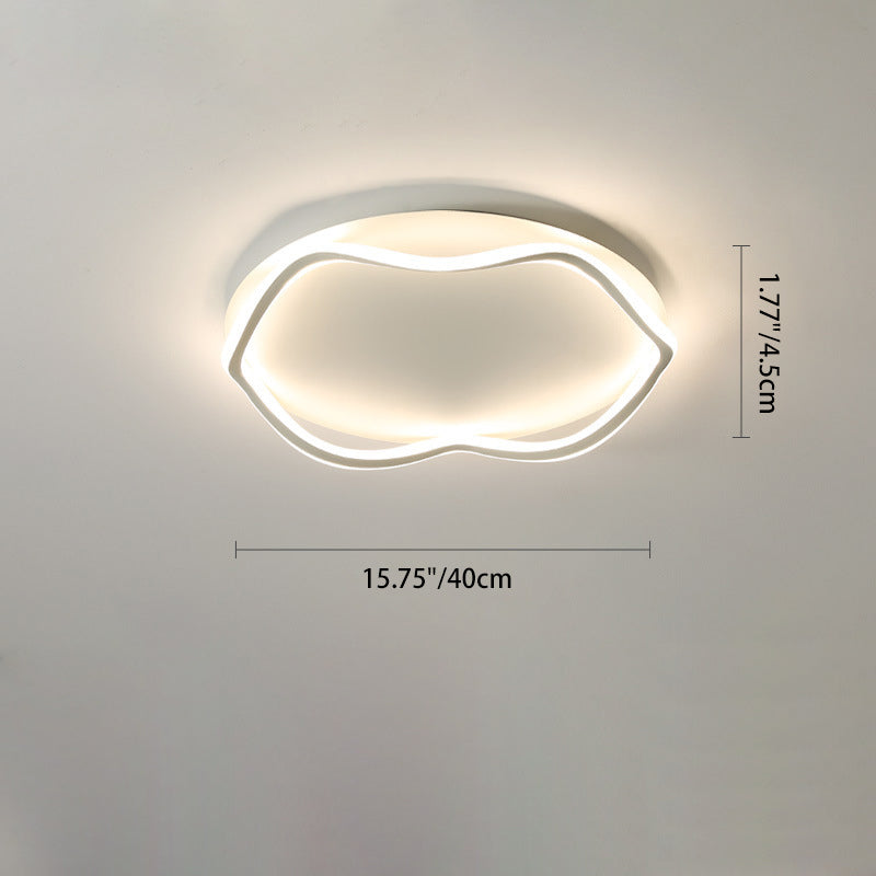 Modern Minimalist Wave Round Silicone Iron Aluminum LED Flush Mount Ceiling Light For Living Room