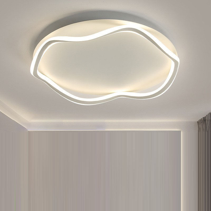 Modern Minimalist Wave Round Silicone Iron Aluminum LED Flush Mount Ceiling Light For Living Room