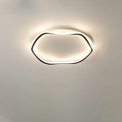 Modern Minimalist Wave Round Silicone Iron Aluminum LED Flush Mount Ceiling Light For Living Room
