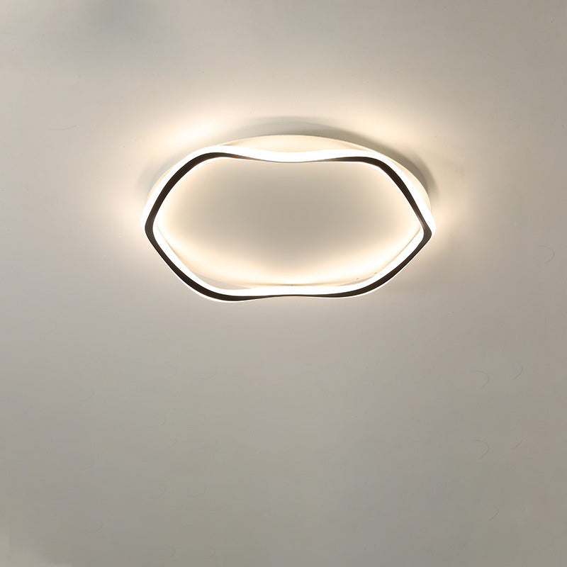 Modern Minimalist Wave Round Silicone Iron Aluminum LED Flush Mount Ceiling Light For Living Room
