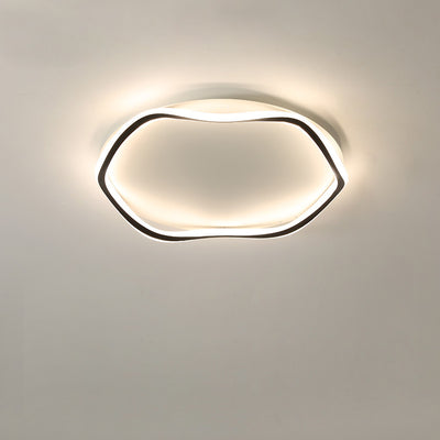 Modern Minimalist Wave Round Silicone Iron Aluminum LED Flush Mount Ceiling Light For Living Room