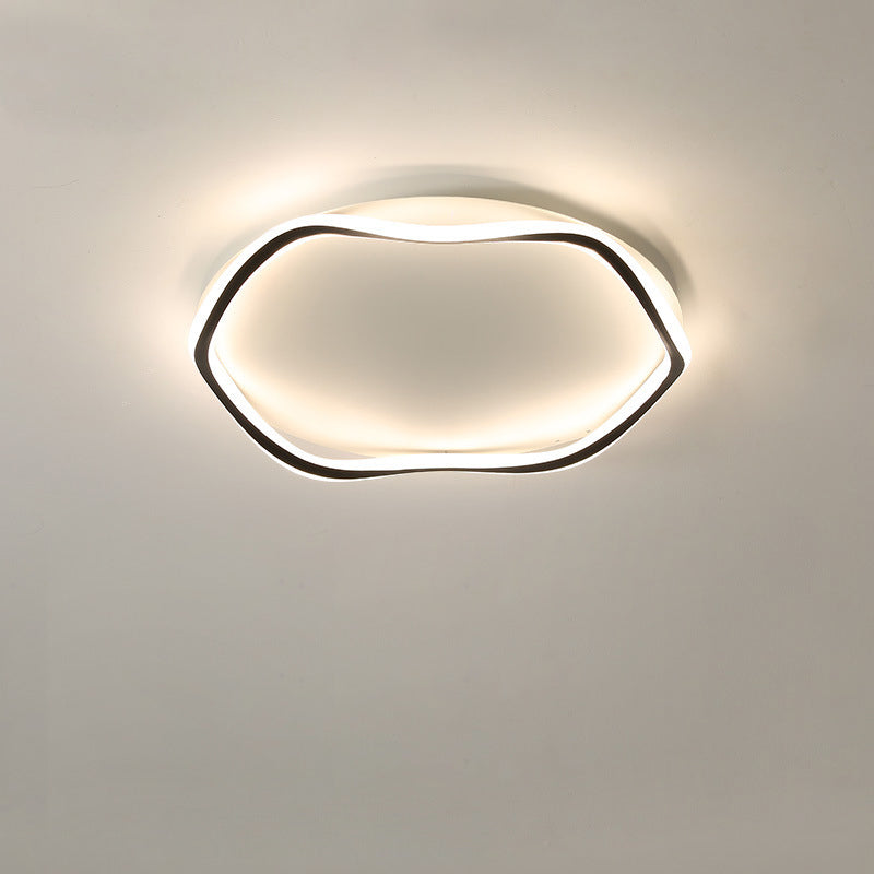 Modern Minimalist Wave Round Silicone Iron Aluminum LED Flush Mount Ceiling Light For Living Room