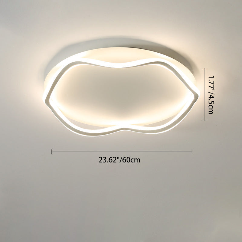 Modern Minimalist Wave Round Silicone Iron Aluminum LED Flush Mount Ceiling Light For Living Room