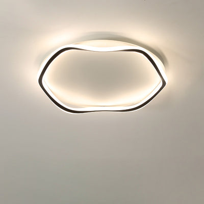 Modern Minimalist Wave Round Silicone Iron Aluminum LED Flush Mount Ceiling Light For Living Room