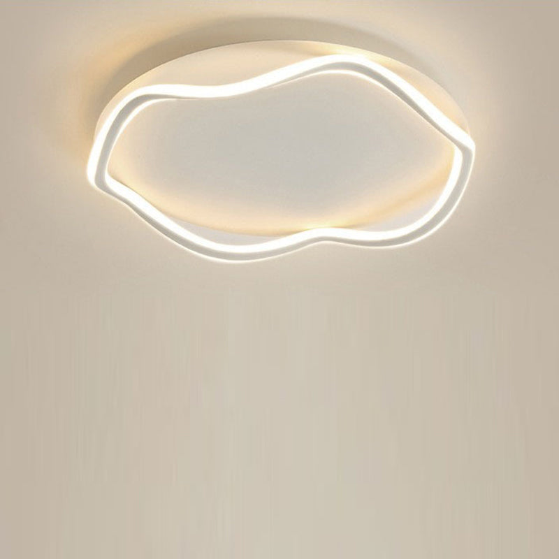 Modern Minimalist Wave Round Silicone Iron Aluminum LED Flush Mount Ceiling Light For Living Room