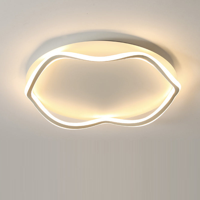 Modern Minimalist Wave Round Silicone Iron Aluminum LED Flush Mount Ceiling Light For Living Room