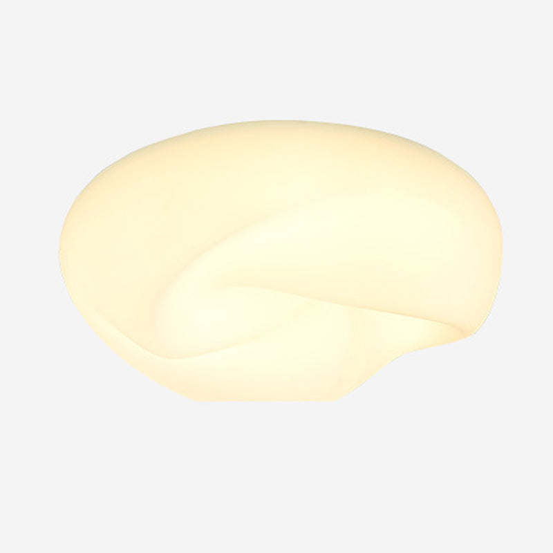 Modern Minimalist Cream Pleated Round PE Hardware LED Flush Mount Ceiling Light For Living Room