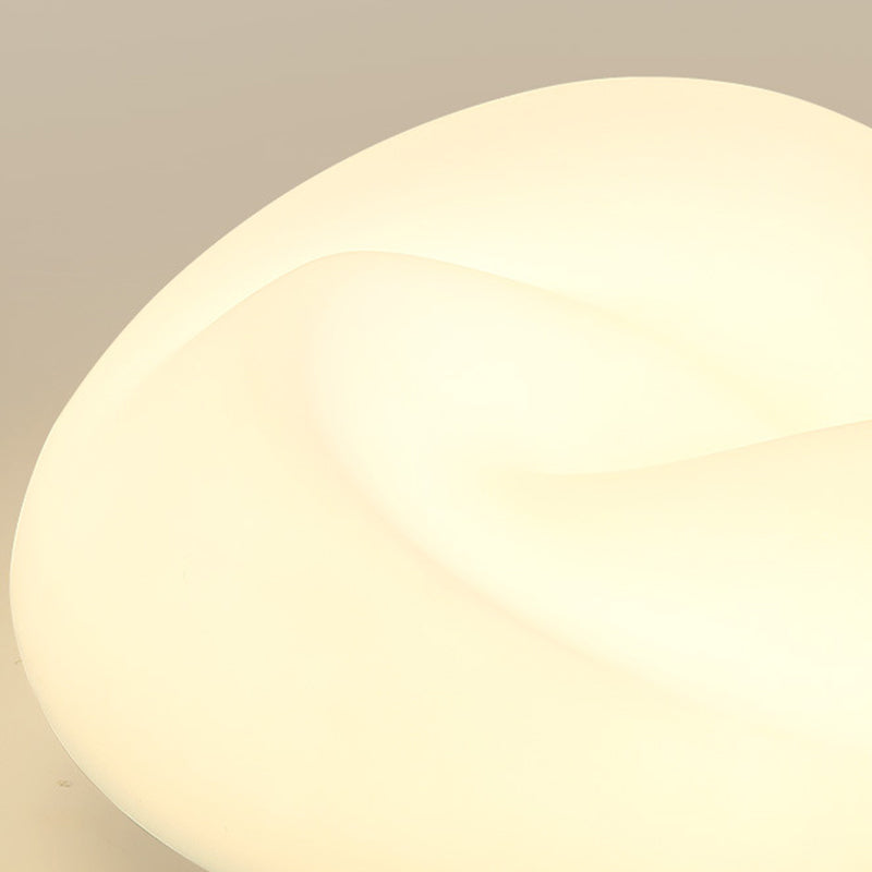 Modern Minimalist Cream Pleated Round PE Hardware LED Flush Mount Ceiling Light For Living Room